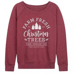 instant message L Ladies Burgundy White Scoop Neck Pullover Sweatshirt